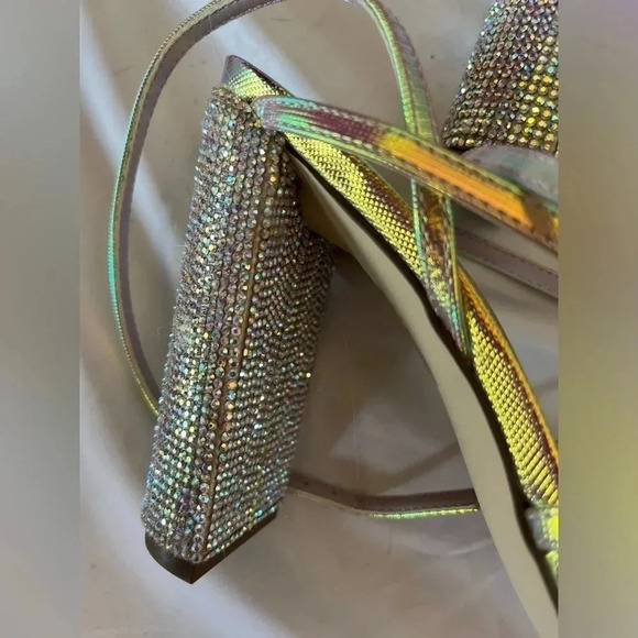 Call it spring rhinestone gold block heels size 8 - Picture 2 of 6